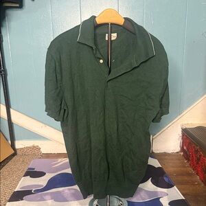 J. Crew Forest Green Men's Short Sleeve Polo with Contrast Piping